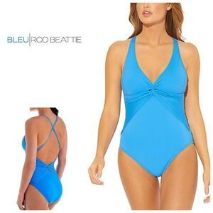 New. Blue Rod Beattie Twist and Shout Plunge One Piece Swimsuit. Size 14. Normal